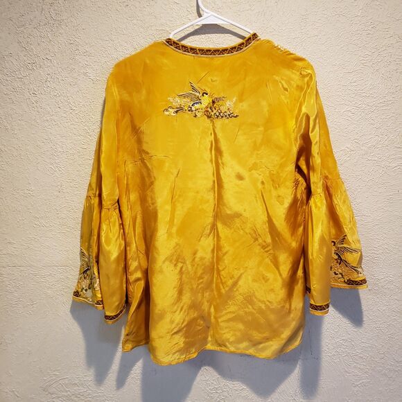 Sundance Catalog Yellow Embroidered Bird “Golden Hopes Top” Size PM $158 - Picture 7 of 11